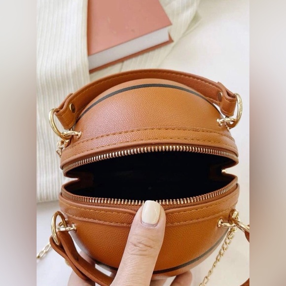 New Vegan Leather Mini Basketball Purse ~ Clutch Crossbody Basketball Bag - Picture 5 of 16